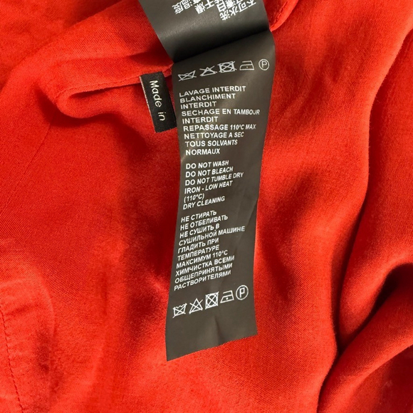 The Kooples Red Floral Long Sheer Sleeve Mini Wrap Dress Womens Size 0 Paris - Picture 11 of 16